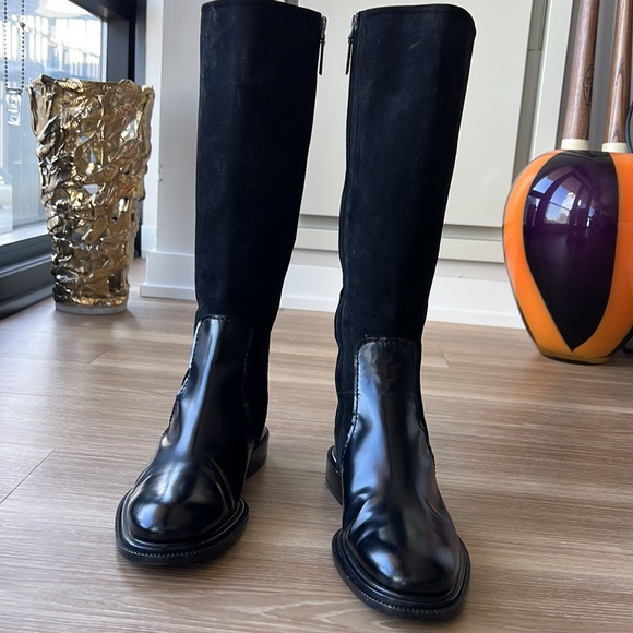 Jill Sander made in Italy leather & suede trim 8M(38) black riding boots - Picture 9 of 16